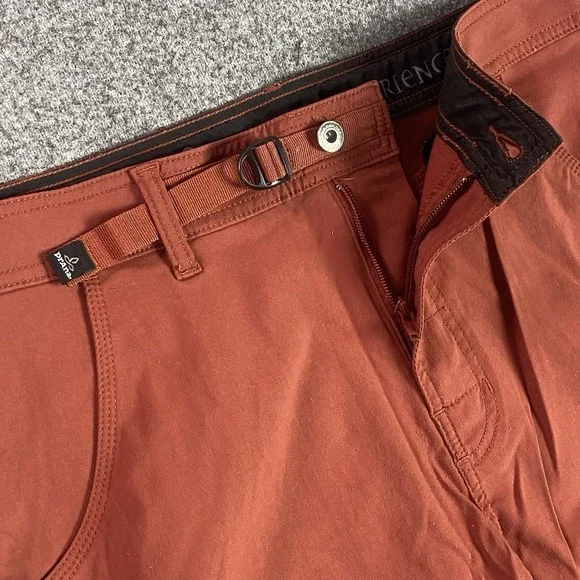 Prana Mens Zion Cargo Shorts 36 11" Inseam Orange Belted Hiking Outdoor $80 new - Picture 3 of 13